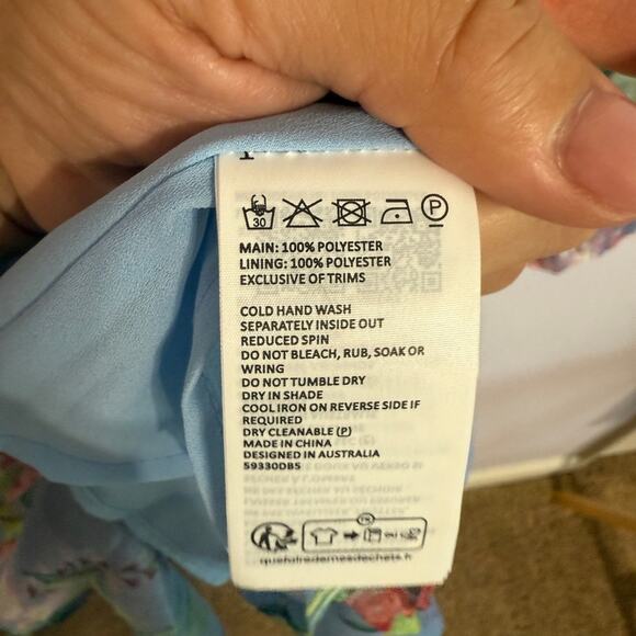 NWT Bardot Women Blue Triple Frill Wrap Floral Mini Dress Size 8 - Picture 13 of 13